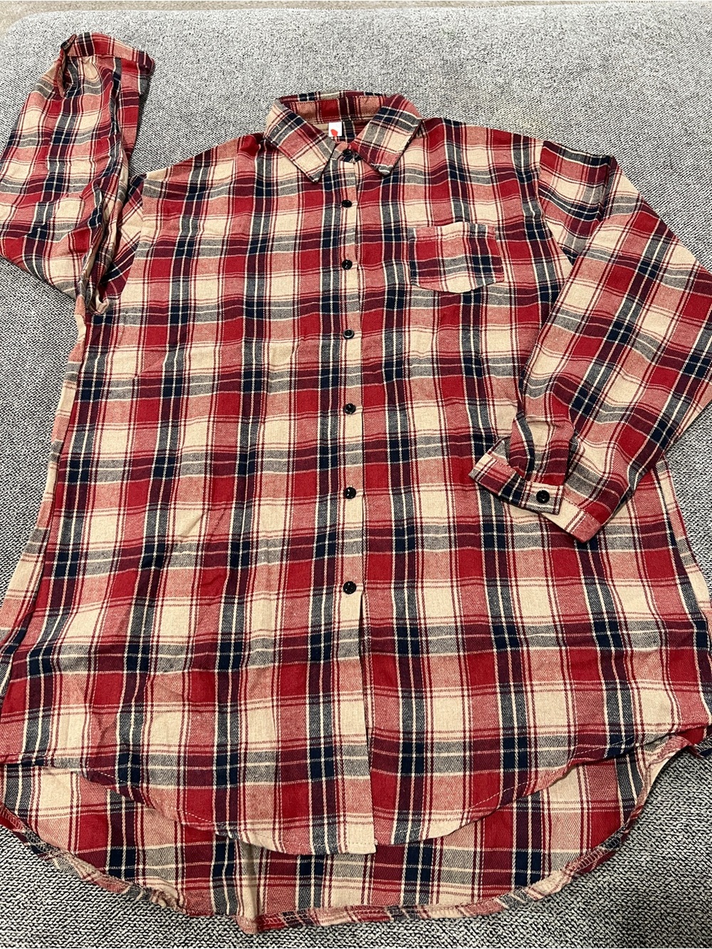 Stylish Women's Red/Blue/Cream Plaid Flannel Shirt